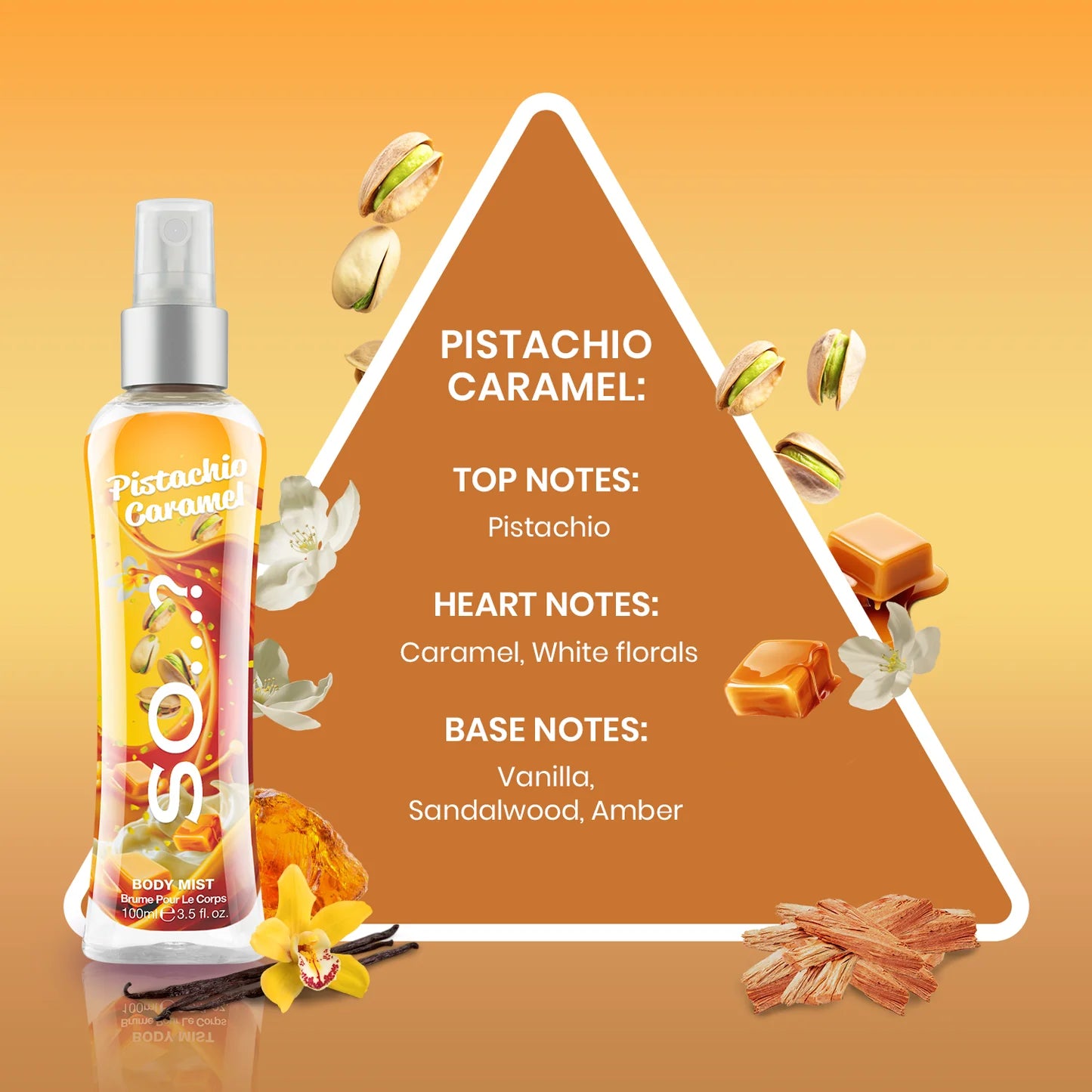 SO...?FRAGRANCE  Body Mist PISTACHIO CARAMEL 100ml