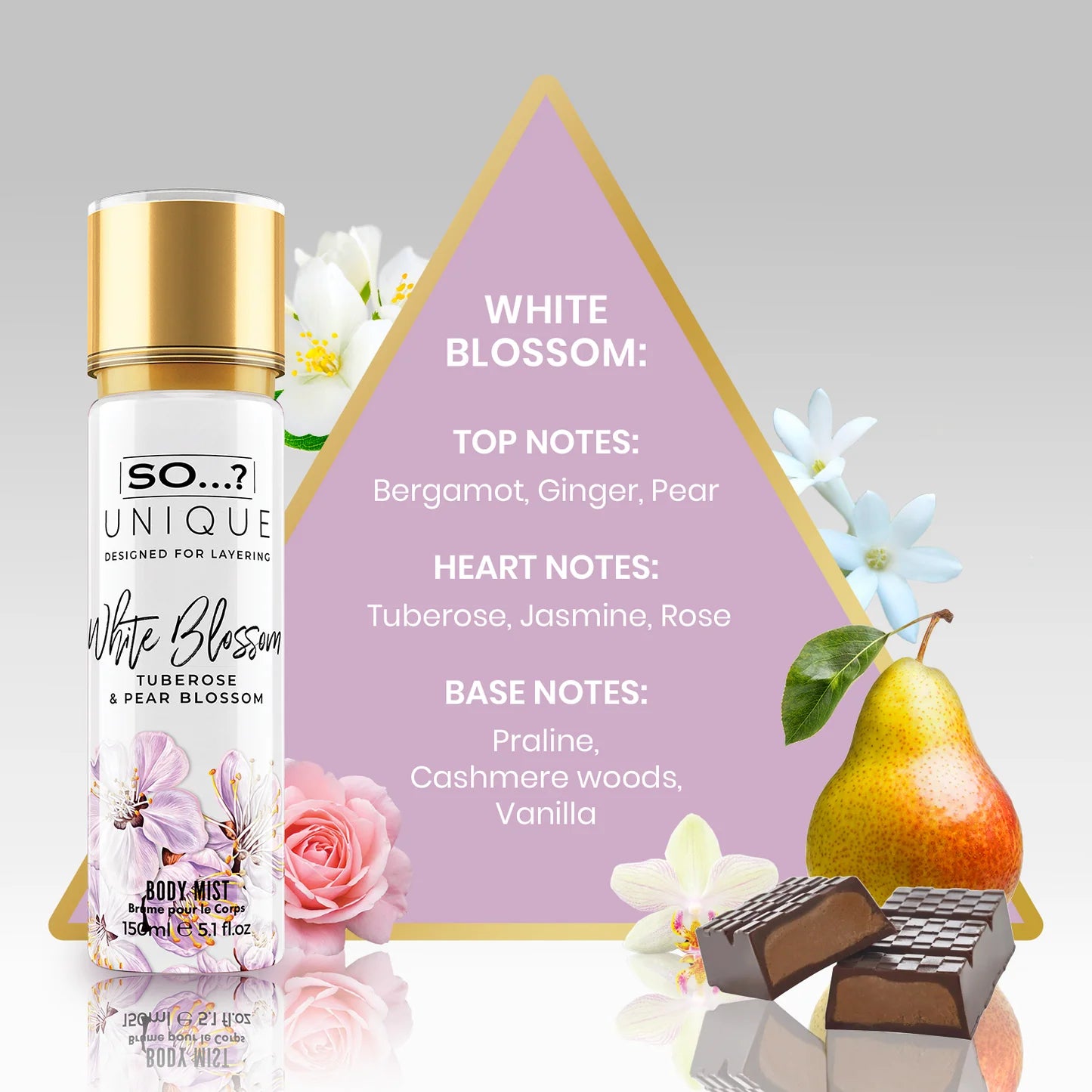 SO...? FRAGRANCE UNIQUE White Blossom 150ml acqua profumata per il corpo