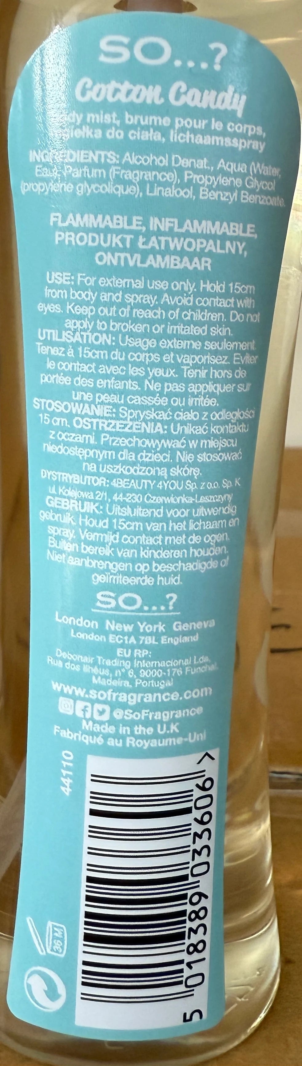 SO...? Body Mist COTTON CANDY 100ml